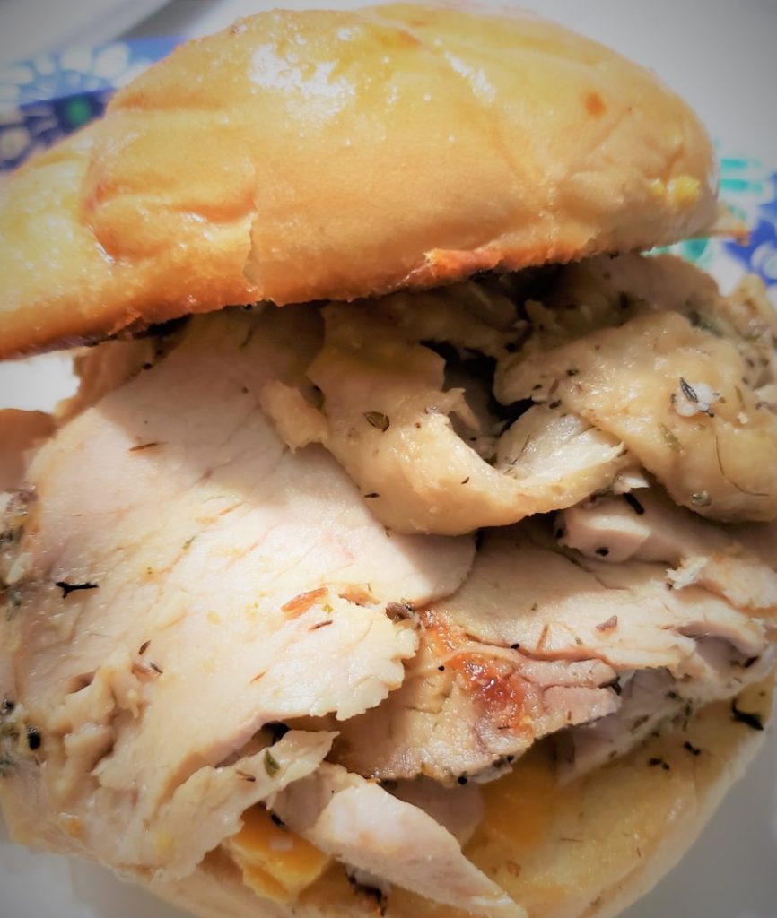 04b - Herb Garlic Butter Roast Turkey Breast - sandwich with leftovers[1807]