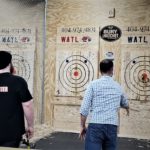 axe throwing - Bury the Hatchet Atlanta GA - co-worker bullseye